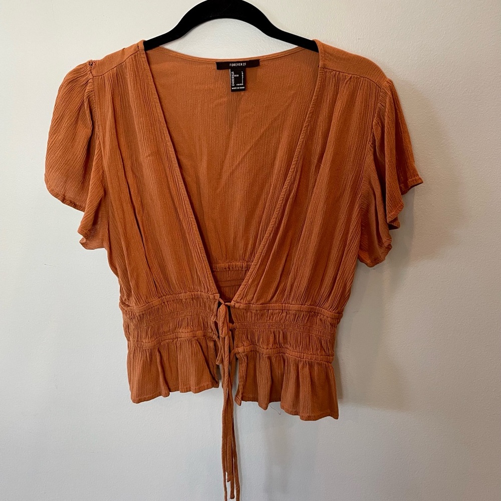 Forever 21 Plunging Butterfly Sleeve Crop Top